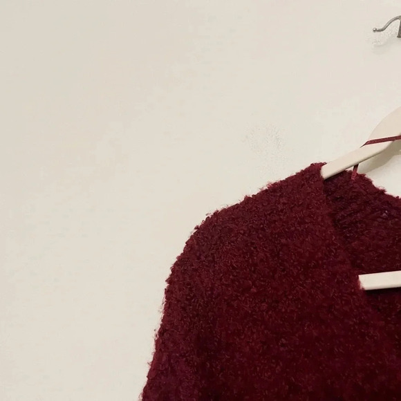 Free People boucle burgundy sweater oversized boho hippie slouchy cozy - Picture 6 of 7